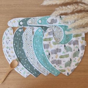 Bavoir bandana doublé en bambou (lot de 5)