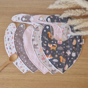 Bavoir bandana doublé en bambou (lot de 5)
